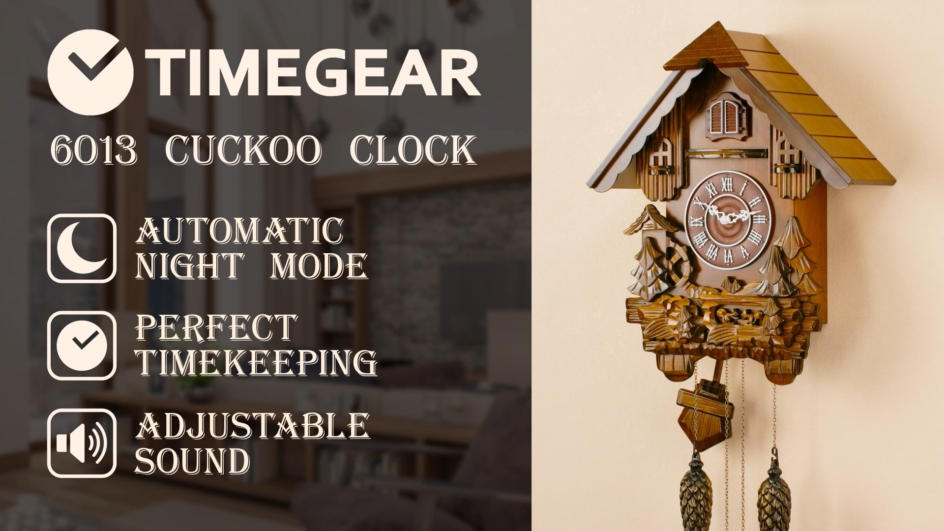 Amazon.com: TIMEGEAR Cuckoo Clock with Quartz Movement and
